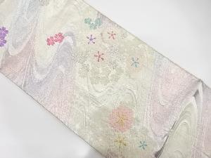 流水に花模様織り出し　袋帯